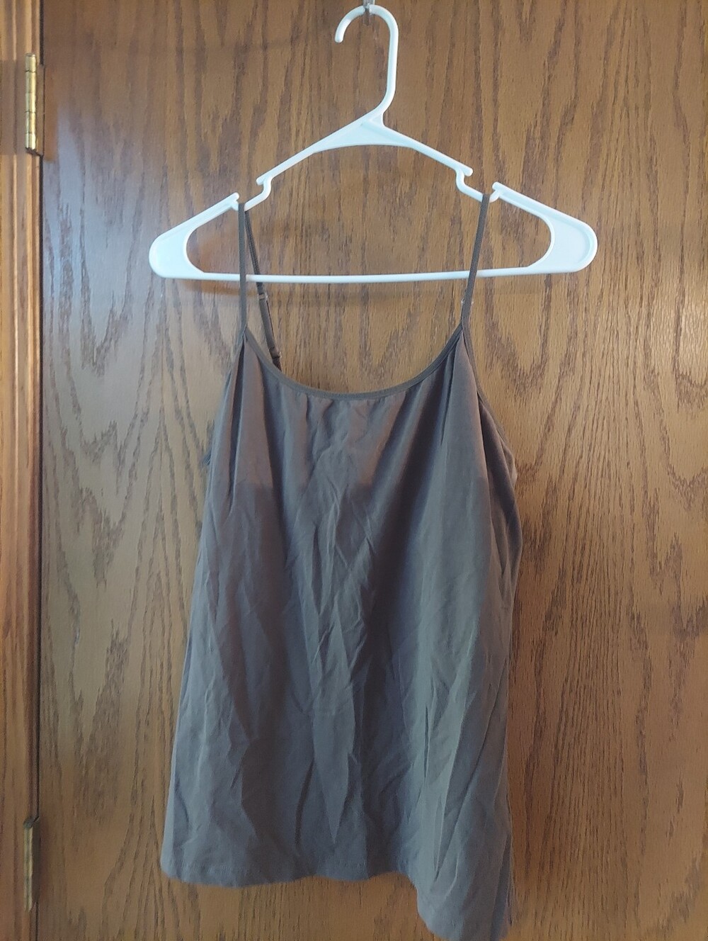 Adjustable Strap Built-In Shelf Bra Cami Tank - Brown XL